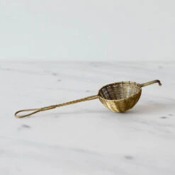 WOVEN BRASS | Small Tea Strainer -StrikeZone Store BRASS TEA STRAINER WITH HANDLE