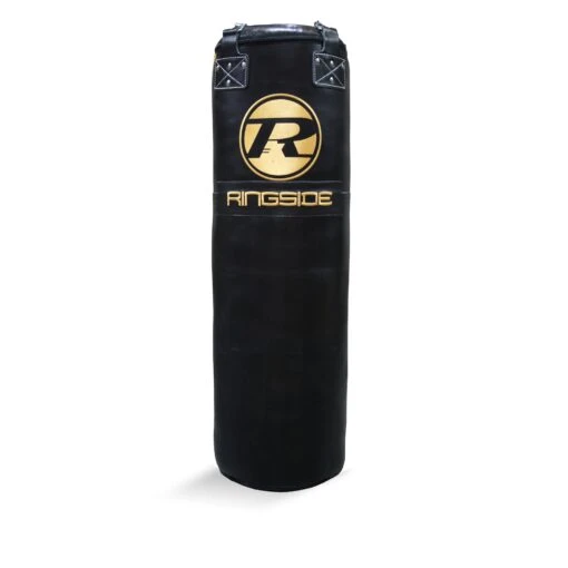 4FT Buffalo Leather Punch Bag - Black / Gold