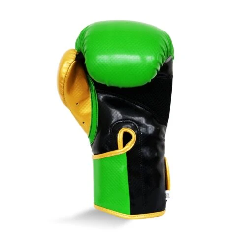 Pro Fitness Synthetic Leather Boxing Glove Metallic Green / Black / Gold - Image 2